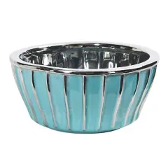 3.5" Teal Vase with Silver Burnishing