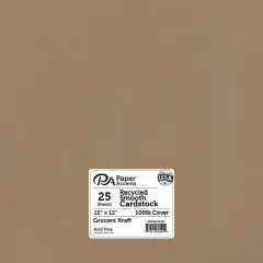 PA Paper&trade; Accents Grocers Kraft 12" x 12" 100lb. Recycled Smooth Cardstock, 25 Sheets
