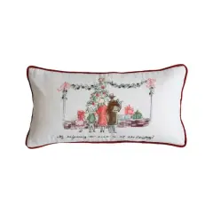 Hello Honey&reg; 24" x 12" Cotton Printed Lumbar Pillow with Family, Piping & Velvet Back