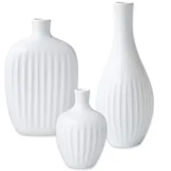 Kate Aspen&reg; White Textured Ceramic Minimalist Vase Set