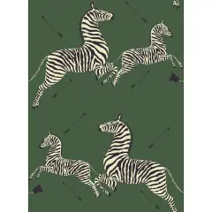 Scalamandre Serengeti Green Zebra Safari Peel & Stick Wallpaper 