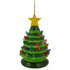 5" Green LED Retro Christmas Tree Ornament