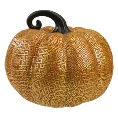 7.5" Gold & Orange Textured Pumpkin Fall Decoration