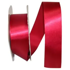 JAM Paper 1.5" x 50yd. Single Face Satin Ribbon Scarlet