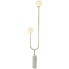 73" 2 Orb Light Floor Lamp with Marble Base Gold