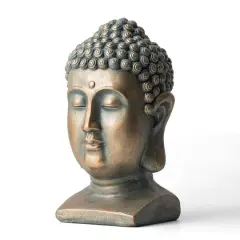 Glitzhome&reg; 16" Faux Bronze Buddha Head Garden Statue