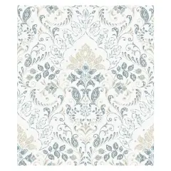 RoomMates White & Blue Persian Damask Peel & Stick Wallpaper
