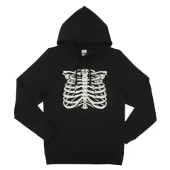 Black Glow-in-the-Dark Ribcage Adult Pullover Hooded Sweatshirt by Celebrate It&trade;