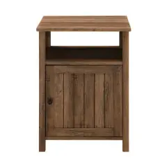 Walker Edison 18" Reclaimed Barn Wood Side Table with Grooved Door