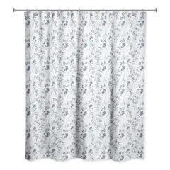 Blue Floral Pattern 71" x 74" Shower Curtain