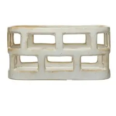Hello Honey&reg; Distressed Matte White Stoneware Food Storage Basket