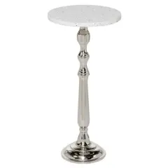 25" Silver Traditional Terrazzo Accent Table