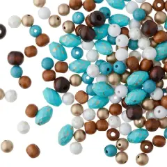 Mixed White, Brown & Turquoise Craft Beads by Bead Landing&trade;