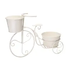 Glitzhome&reg; 21.5'' White Metal Bicycle Plant Stand