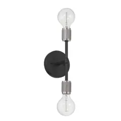 Hello Honey&reg; 19" Maxim Black Modern Minimalist Metal Exposed 2-Bulb Wall Sconce
