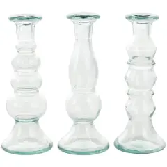 Clear Recycled Glass Candle Holder Set