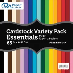 PA Paper&trade; Accents Variety Essentials 8" x 8" 65lb. Cardstock, 72 Sheets