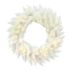 30" Warm White LED Sparkle White Spruce Wreath