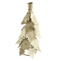 Hello Honey&reg; 11" Distressed Silver Finish Metal Tree-Shaped Taper Candleholder