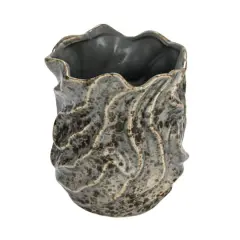 Hello Honey&reg; 7.5" Gray Organic Ceramic Vase with Crackle Glaze