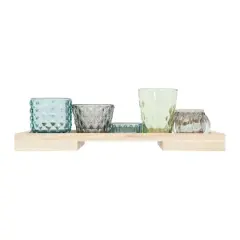 Hello Honey&reg; 13.25" Glass Votive & Tealight Holders On Wood Tray Set