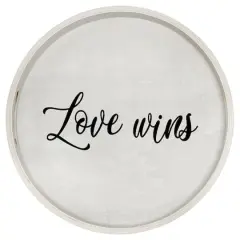 Elegant Designs&trade; 13.8" Round Love Wins Serving Tray with Handles