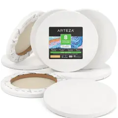 Arteza&reg; 10" Round White Classic Stretched Canvases, 8ct.