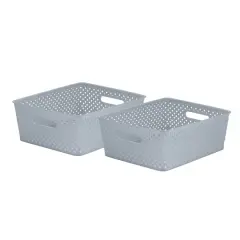 Simplify Medium Gray Wicker Storage Bin, 2ct.