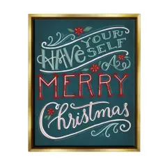 Stupell Industries Have Yourself Merry Christmas Phrase Framed Floater Canvas Wall Art Gold