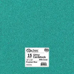 PA Paper&trade; Accents Glitter 12" x 12" Cardstock, 15 Sheets Prussian Blue