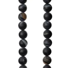 Matte Black & Brown Striped Agate Round Beads, 8mm by Bead Landing&trade;