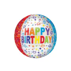 Orbz&reg; XL&trade; 16" Happy Birthday Colorful Streamer Foil Balloon