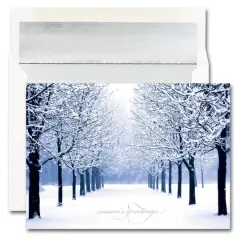 JAM Paper 5.625" x 7.875" Blue Tree Scene Christmas Card Set, 25ct.