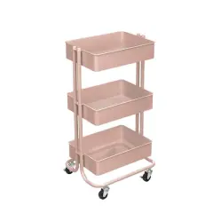 Lexington 3-Tier Rolling Cart by Simply Tidy&reg; Rose Gold