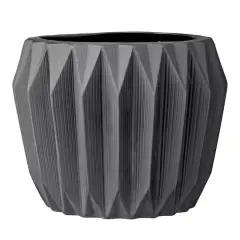 Hello Honey&reg; 8" Round Gray Fluted Ceramic Flower Pot