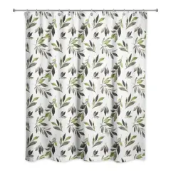 Watercolor Leaves Pattern 71" x 74" Shower Curtain