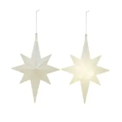 Hello Honey&reg; 10.5" White Glitter LED Plastic Star Ornament