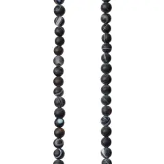 Black Matte Striped Agate Round Beads, 4mm by Bead Landing&trade;