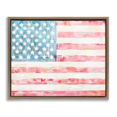Stupell Industries Patriotic Brushed Flag Floater Framed Art Brown