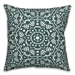 Folk Floral Teal 18" x 18" Throw Pillow