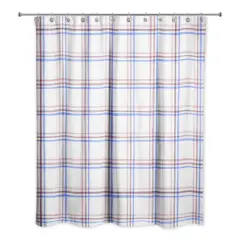 Plaid Shower Curtain Mauve and Blue
