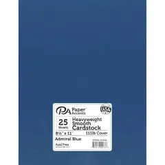 PA Paper&trade; Accents 8.5" x 11" Heavyweight Smooth Cardstock, 25 Sheets Admiral Blue