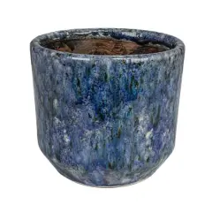 Hello Honey&reg; 5.25" Blue Crackle Glaze Decorative Terra Cotta Planter