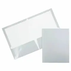 JAM Paper Glossy Two Pocket Folders, 12ct. Silver