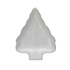 Hello Honey&reg; 8.75" White Reactive Glaze Stoneware Tree-Shaped Plate