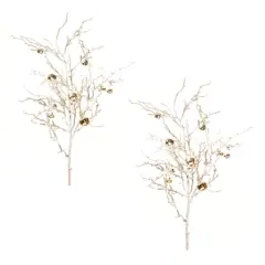 Flocked Sleigh Bell Twig Branches, 2ct.