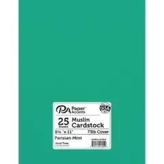 PA Paper&trade; Accents 8.5" x 11" 73lb. Textured Muslin Cardstock, 25 sheets Parisian Mint