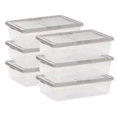 IRIS Clear Stackable Storage Boxes with Gray Lid