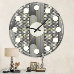 Designart 'Mimimal Black And White Design Ii Mid-Century Modern Wall Clock