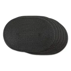 DII&reg; Oval Plastic Woven Placemats, 6ct. Black